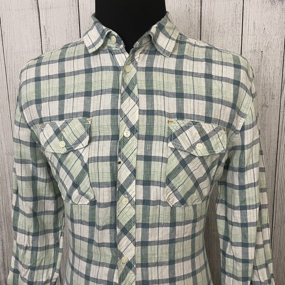 Buffalo David Bitton Other - Buffalo David Button Men's XL Multicolor Check Linen Long Sleeve Button-Up Shirt